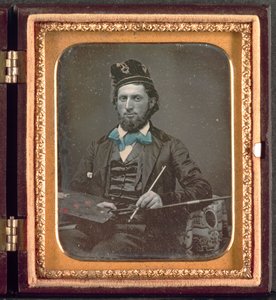 فنان مع لوحه وفرش ، ج. 1850s. بواسطة غير معروف
