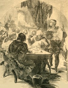في مأدبة قدمها هارولد ، تلقى أخبار غزو النورمان ، c1890. بواسطة غير معروف