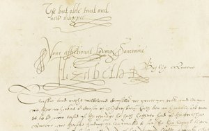 رسالة توقيع من الملكة إليزابيث الأولى إلى ماري ، ملكة اسكتلندا ، 1584 بواسطة غير معروف