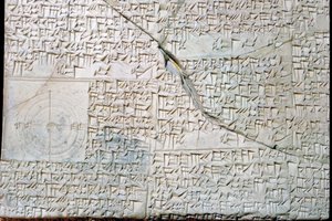 لوح طيني بابلي مع مشاكل هندسية بواسطة غير معروف