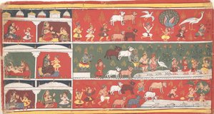 Bakasura ، شيطان الرافعة ، يصل إلى Brindavan ... a Bhagavata Purana المتناثرة ... ، كاليفورنيا. 1700. بواسطة غير معروف