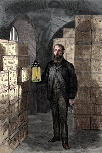متجر الأوراق النقدية في خزائن بنك إنجلترا ، c1870 بواسطة غير معروف