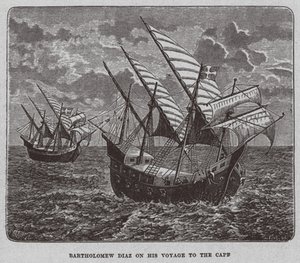 بارثولوميو دياز في رحلته إلى جنوب أفريقيا ، 1878 بواسطة غير معروف