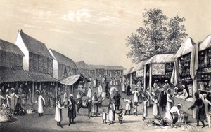 بازار في كابول ، في موسم الفاكهة ، 1847 بواسطة غير معروف