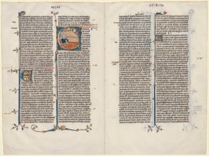 Bifolium من الكتاب المقدس: E الأولية مع حزقيال ، ج. 1290. بواسطة غير معروف