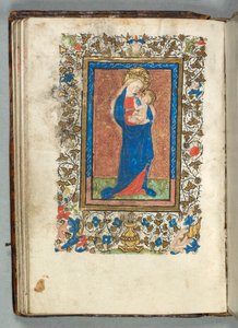 كتاب ساعات استخدام ميتز: فول. 26v ، العذراء والطفل ، ج. 1440. بواسطة غير معروف