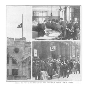 يكسر خبر فقدان تايتانيكس مع أكثر من اثني عشر مائة حياة إلى لندن ، 20 أبريل 1912. بواسطة غير معروف