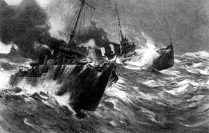 حرفة طوربيد بريطانية في عواصف بحر الشمال ، الحرب العالمية الأولى ، 1914 بواسطة غير معروف