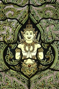 بوذا. نافذة الزجاج الملون. معبد الرخام. وات Benchamabophit Dusitvanaram Ratchaworawiharn. 1899. بانكوك. تايلاند بواسطة غير معروف