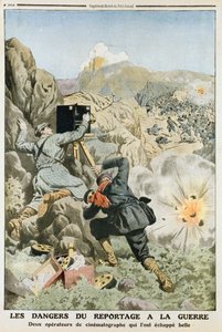 مصورون تحت النار أثناء التصوير في حرب البلقان الأولى ، 1912 بواسطة غير معروف