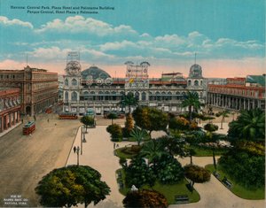 سنترال بارك ، فندق بلازا ومبنى بوليتياما ، هافانا ، كوبا ، c1920 بواسطة غير معروف