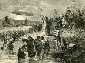 شارلمان تسبب في تعميد الساكسون في Weser ، 782 م. 1890. بواسطة غير معروف