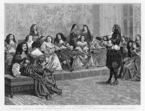 تشارلز الثاني و بلاطه في القصر أثناء طاعون لندن ، c1665-1666 1890 بواسطة غير معروف