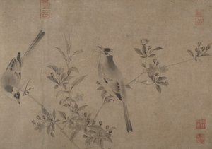 بلبل صيني على أزهار الكرز - التفاح. بواسطة غير معروف