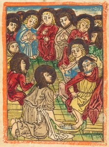 المسيح يغسل قدمي الرسل ، ج. 1480. بواسطة غير معروف
