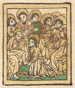 المسيح يغسل قدمي الرسل ، ج. 1490. بواسطة غير معروف