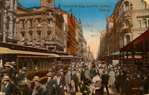 زاوية شارع King and Pitt Streets ، سيدني ، نيو ساوث ويلز ، أستراليا ، c1917 بواسطة غير معروف