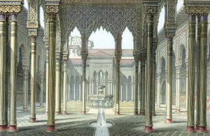 محكمة الأسود ، قصر الحمراء ، غرناطة ، إسبانيا ، أواخر القرن التاسع عشر بواسطة غير معروف