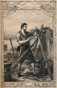 كروزو يصنع خيمة صغيرة مع شراع ، c1870 بواسطة غير معروف