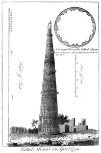 Cuttub Minar في أبريل 1794 ، 1799 بواسطة غير معروف