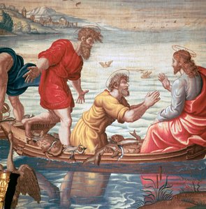 التفاصيل من Mortlakes Tapestries ، تظهر المسودة الإعجازية للأسماك ، القرن السابع عشر بواسطة غير معروف