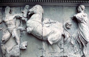 تفاصيل من الإفريز العظيم لمذبح برجامون ، 180-159 قبل الميلاد بواسطة غير معروف