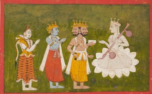 تبجيل ديفي من قبل براهما ، فيشنو ، وشيفا ، c1710 بواسطة غير معروف