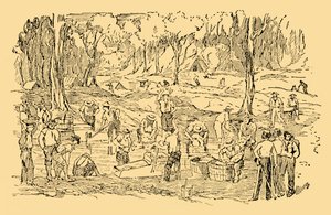 حفر وغسل الذهب في أستراليا عام 1851 ، c1930. بواسطة غير معروف