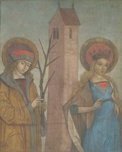 Diptych من القديسين أكاتيوس ، باربرا ، أبولونيا ، وسيبالد ، ج. 1490. بواسطة غير معروف