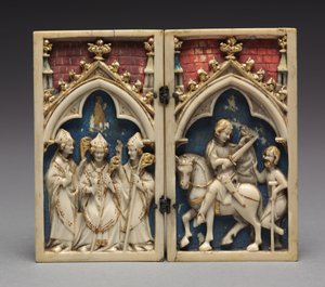 Diptych مع مشاهد من حياة القديس مارتن للجولات: تكريس القديس مارتن ... ، 134 بواسطة غير معروف