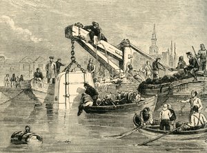 جرس الغوص المستخدم في بناء نفق التايمز ، c1878. بواسطة غير معروف