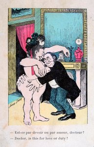 دكتور ، هل هذا من أجل الحب أو الواجب ، بطاقة بريدية فرنسية عتيقة ، c1900 بواسطة غير معروف