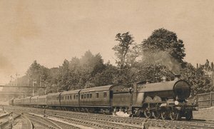 Down Brighton Express قرب جنوب كرويدون. محرك 4-4-2 ، رقم 421 ، c1920. بواسطة غير معروف