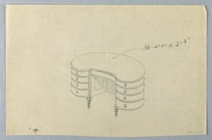 الرسم والتصميم لجدول الكتابة على شكل الكلى أ مع ثمانية أدراج بواسطة غير معروف