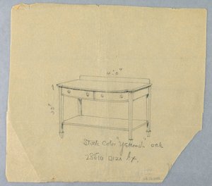 رسم وتصميم لطاولة تقديم بدرجين وواجهة محدبة ، 1900–05 بواسطة غير معروف