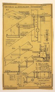 Drawing, Design for a Mass-Operational House Designed by Hector Guimard, Staircase Construction بواسطة غير معروف