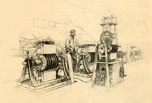 آلات دينامو الكهربائية ، تعمل بالبخار ، وتنتج كهرباء مغناطيسية ، 1882. بواسطة غير معروف