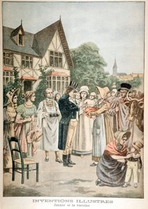 إدوارد جينر 1749-1823 طبيب إنجليزي ، قام بتطعيم الطفل بمصل جدري البقر ، 1901 بواسطة غير معروف