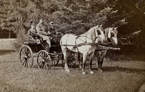 الإمبراطور ألكسندر الثالث 1845-1894 والإمبراطورة ماريا فيودوروفنا 1847-1928 على عربة حصان. بواسطة غير معروف