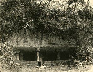 مدخل الكهف في رئاسة إليفانتا بومباي 1890. بواسطة غير معروف