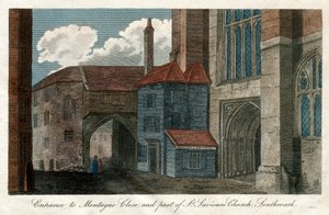 مدخل Montague Close ، وجزء من كنيسة St Saviours ، ساوثوارك ، لندن ، 1814 بواسطة غير معروف