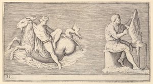 الرقم على Seagoat ، رجل نحت الجناح ، نشرت كاليفورنيا. 1599-1622. بواسطة غير معروف