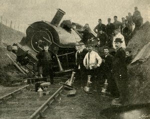 الفيضانات ضد محرك السكة الحديد - انهيار بالقرب من سانت إرث ، 1901. بواسطة غير معروف