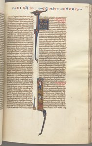 فول. 199 و ، استير ، تاريخ مبدئي ، شخصان من الذكور جالسين ، ج. 1275-1300. بواسطة غير معروف