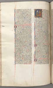 فول. 227v ، مزمور 80 ، تاريخ مبدئي E ، ديفيد يضرب كارلا من الجحيم ، ج. 1275-1300. بواسطة غير معروف