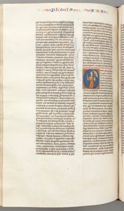 فول. 361v ، حبقوق ، تاريخ أولي O ، حبقوق يحمل سلة وحجرين ... ، ج. 1275-130 بواسطة غير معروف