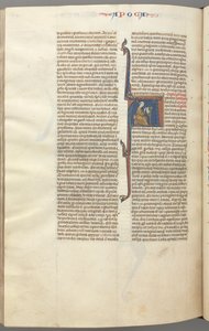 فول. 482v ، رؤيا ، تاريخ أولي A ، جون يجلس في مكتب مكتوب ... ، ج. 1275-1300. بواسطة غير معروف