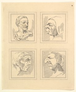 أربعة رؤوس من Characaturas بواسطة ليوناردو دافنشي ، من رسومات Wincelslaus Hollar ، o ... ، 1786. بواسطة غير معروف