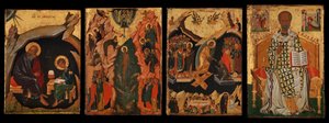 أربع أيقونات من زوج من ألواح الأبواب ، ربما جزء من Polyptych ... ، أوائل القرن الخامس عشر. بواسطة غير معروف