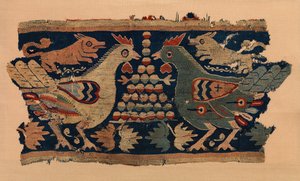 قطعة من الجدار معلّق بالديوك المواجهة وكلاب الجري ، قبطي ، القرنين الرابع والسادس. بواسطة غير معروف
